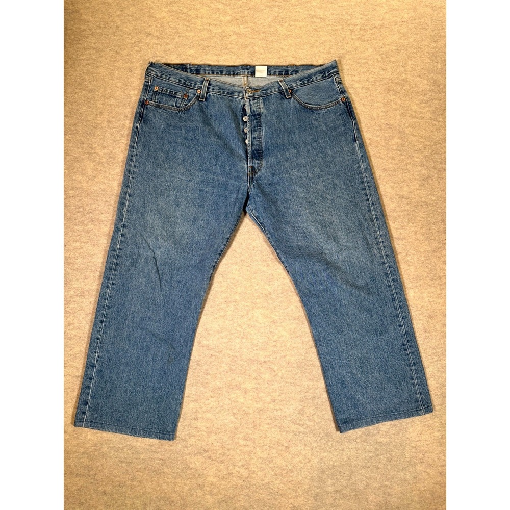 Levis 501 Original‎ Relaxed Jeans Mens 42x32 Blue Denim Straight Leg Button Fly